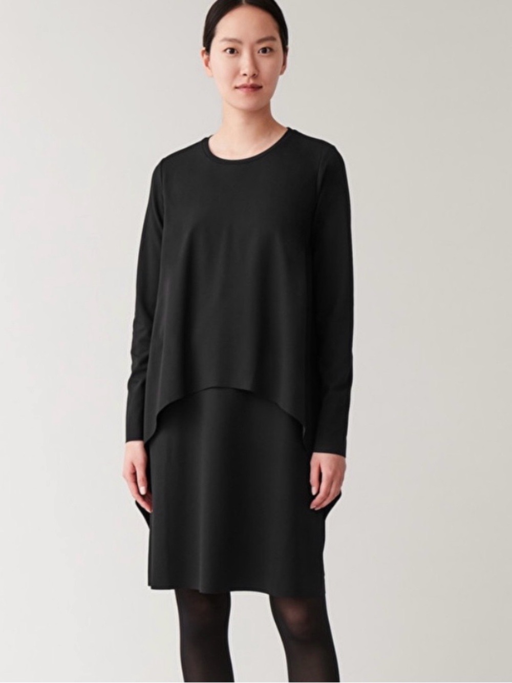 COS Long-Sleeve Layered Jersey Dress